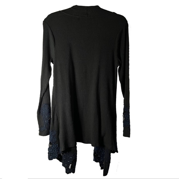 Soft Surroundings Womens Lucy Topper Twilight embroidered ribbed cardigan Size M - Picture 2 of 11